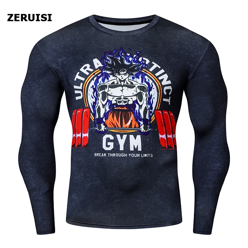 

3D Sublimation Printed Men's Skinny T-Shirt Casual Long Sleeve Breathable For Running Gym Cycling