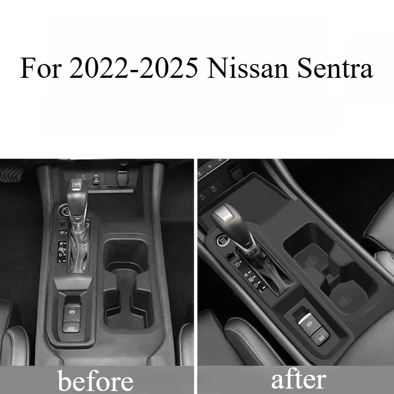 Center Console Pad For 2022-2025 Nissan Sentra Interior Water Cup Cover Protective Film Silicone Non-slip Pad Decoration