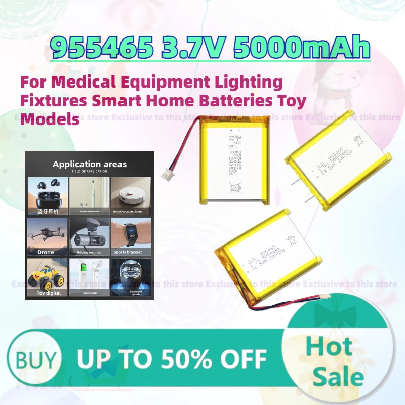

Upgrade 955465 3.7V 5000mAh Polymer Lithium Battery For Medical Equipment Lighting Fixtures Smart Home Batteries Toy Models