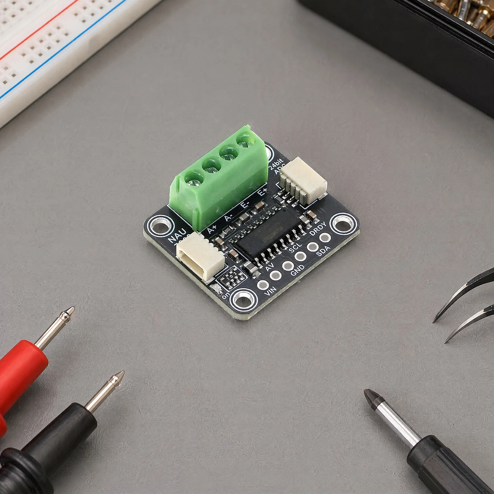 NAU7802 24-Bit ADC Breakout Module STEMMA QT Qwiic I2C 2.7V-5.5V 10SPS-320SPS PGA 1-128 PCB Design
