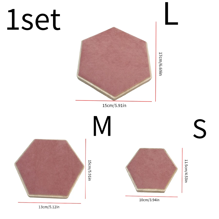 Hexagonal jewelry display stand, used for organizing and storing bracelets and necklaces.