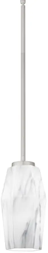 

FOG1505BN Fogel Modern Geometric Marble Glass Mini Pendant, 1-Light 60 Watt, 10" H x 5" W, Brushed Nickel