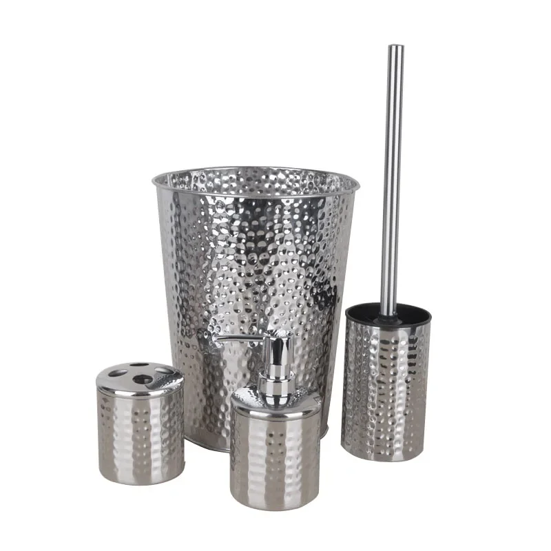 stainless steel bathroom four-piece washing set with trash can