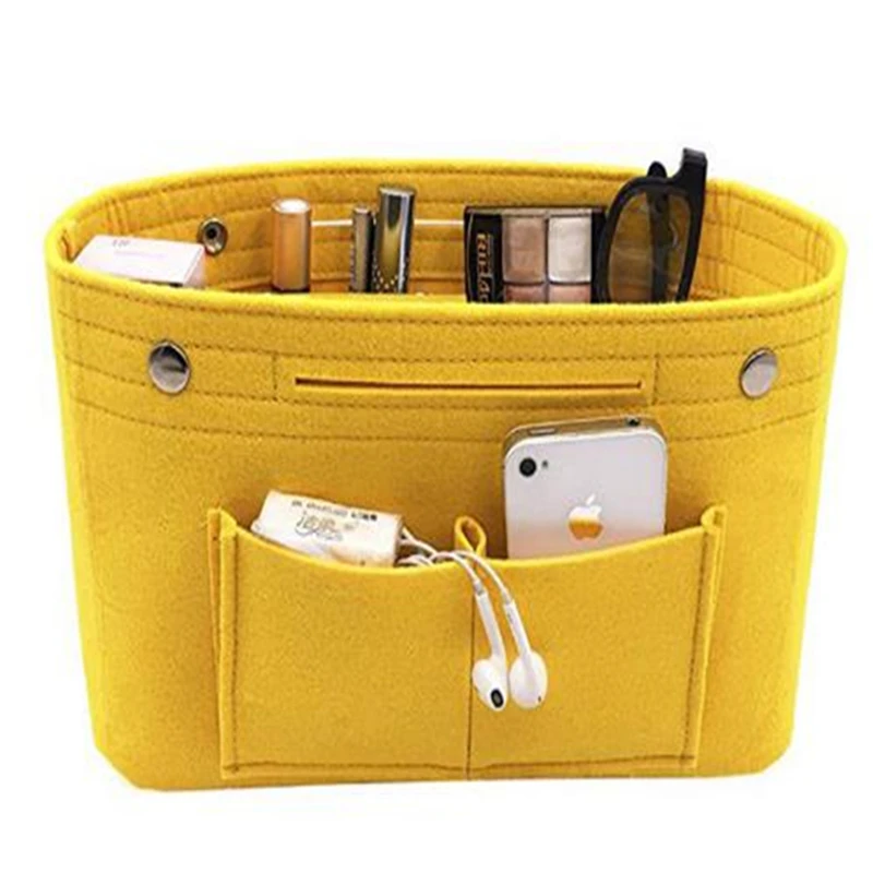 Multi-Pocket Felt Insert Bag Makeup Handbag Organizer Travel Inner Purse Portable Cosmetic Bags Storage Tote For Women Girls