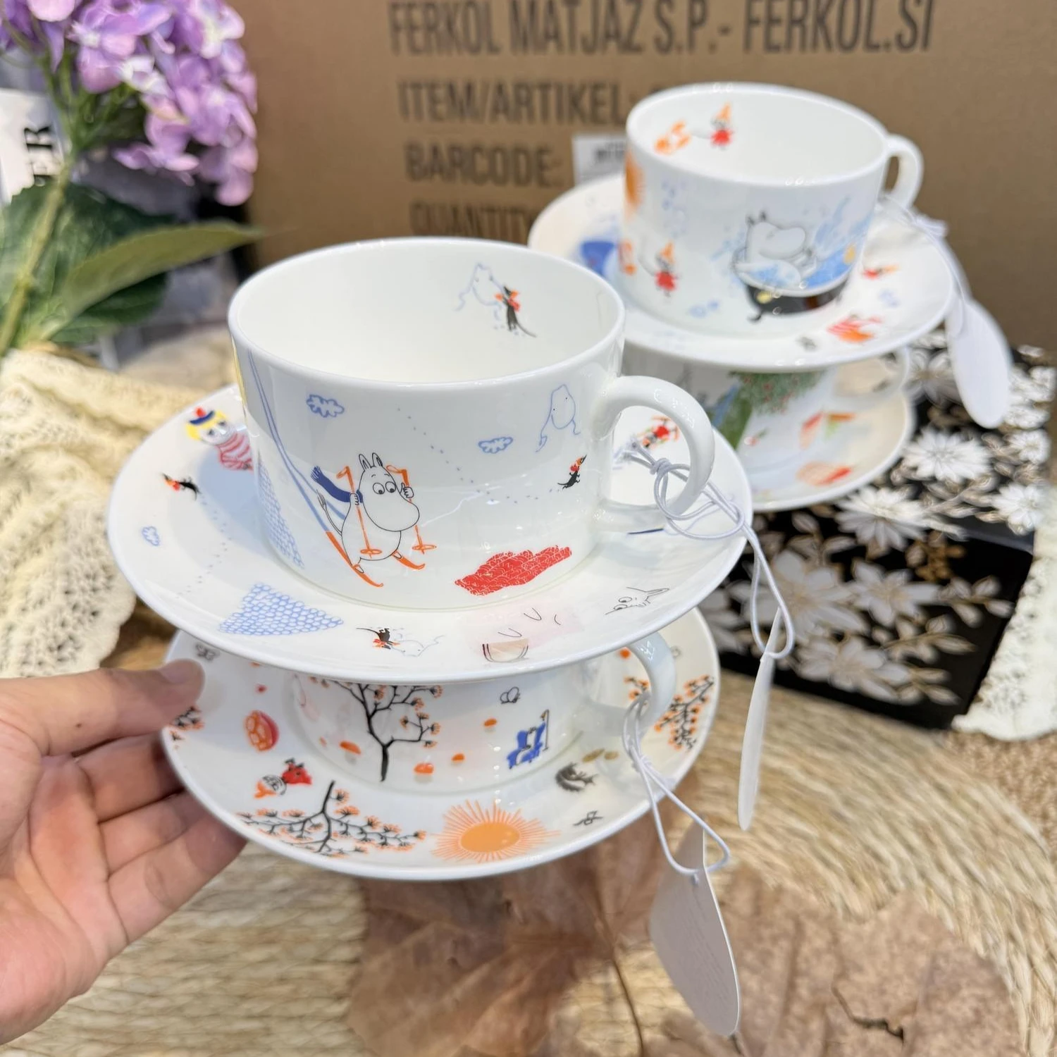 

New Moomin Bone China Cup Dish Coffee Cup Cartoon Cute Spring,Summer Autumn Winter Picture Water Cup