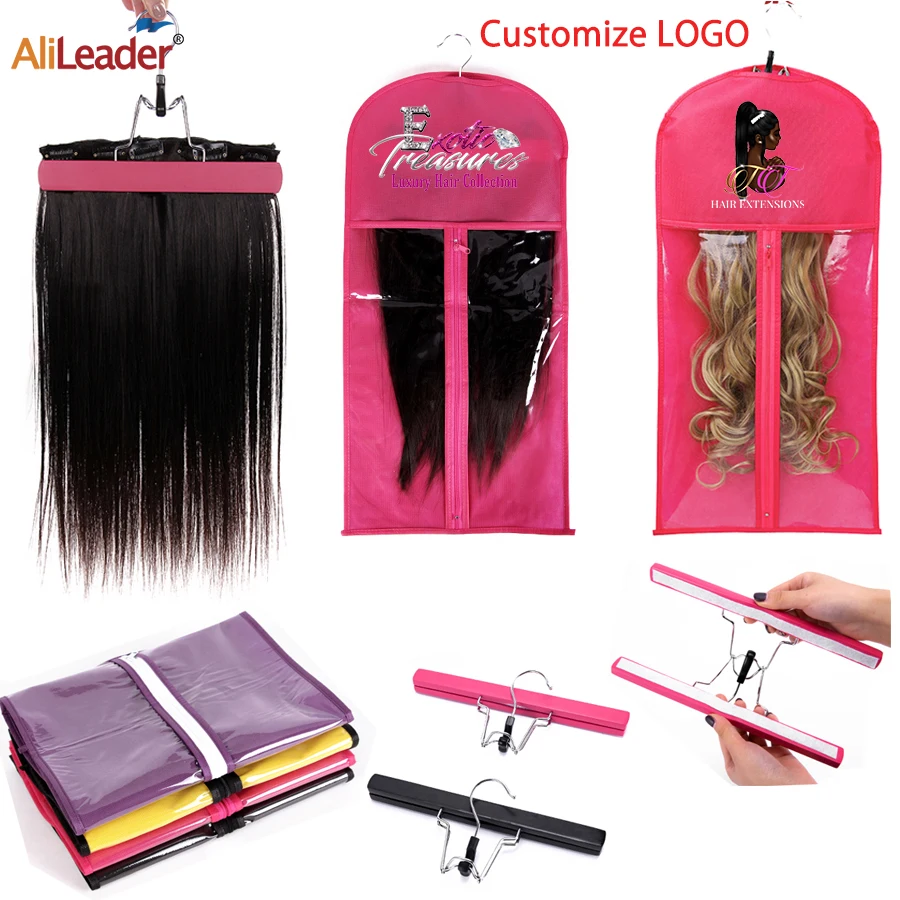 

High Qunlity Hair Accessories Wig Hanger Hair Extensions Packing Bag Storage Holder Non-Woven Visible Fabric Hair Dust Bags