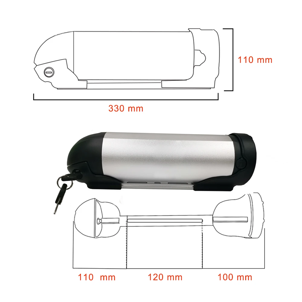 36V 48V Ebike Battery Case Box Water Bottle Kettle Lithium Battery Case Bike Battery Case Bottle Electric Bicycle Akku Batteries