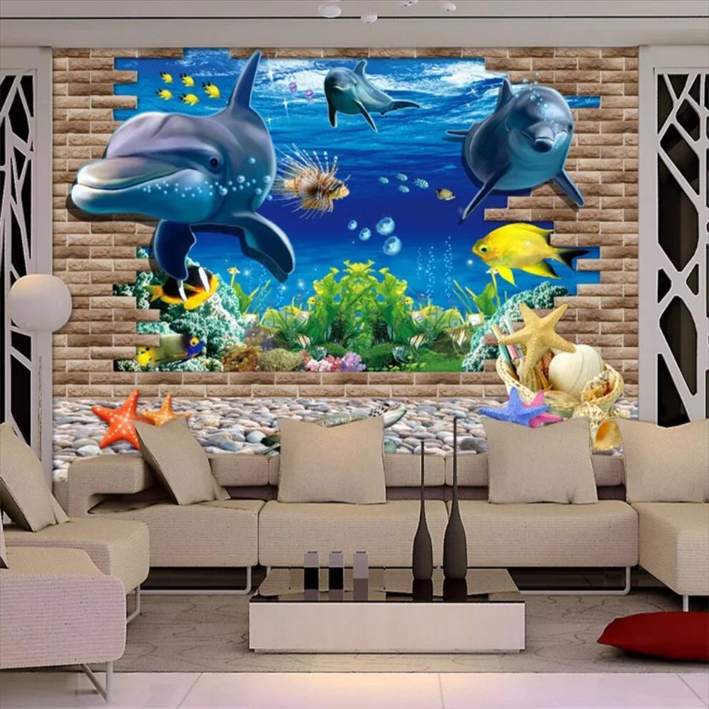 custom photo wallpaper for walls 3 d Art HD Mermaid clear sea swim living room backdrop 3d large wall mural wallpaper