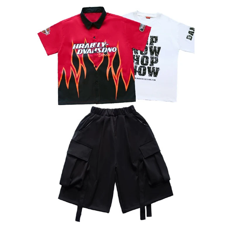 Kinderen Ballroom Dans Pakken Kids Prestaties Kpop Outfit Jongens Hip Hop Kleding Korte Mouwen Jazzdans Kostuums DW10913