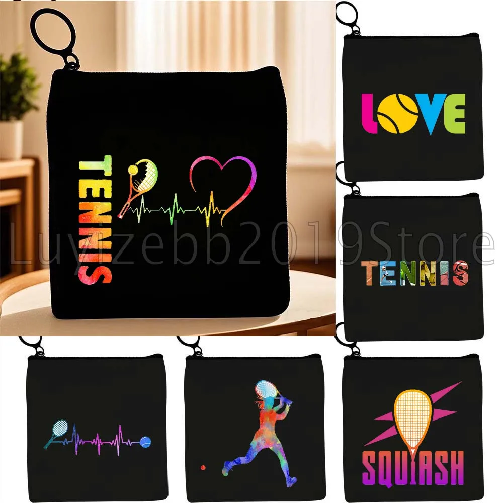 Tennis Squash Speler Minnaar Aquarel Art Print Geschenken Canvas Portemonnee Tas Reizen Sleutel Opslag Kaart Zakken Portemonnee Etui