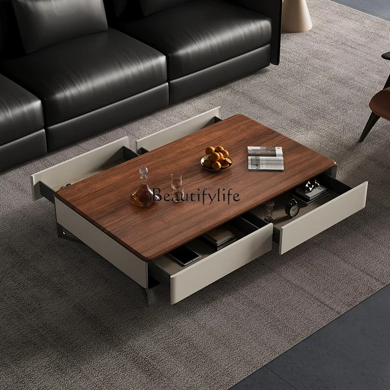 FG52Italian minimalist coffee table living room light luxury high-end walnut solid wood coffee table