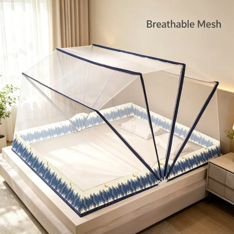 Pop-Up Mosquito Net, Foldable Bed Tent with Full Bottom & Double Zipper Doors, No Assembly Needed for Home & Dorm
