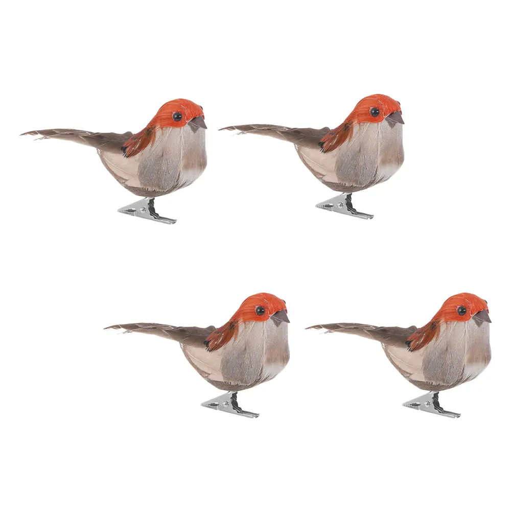 

4pcs Simulated Birds Artificial Decors Fake Bird Ornaments With Clip For Garden Yard Park Decoration Outdoor Greening
