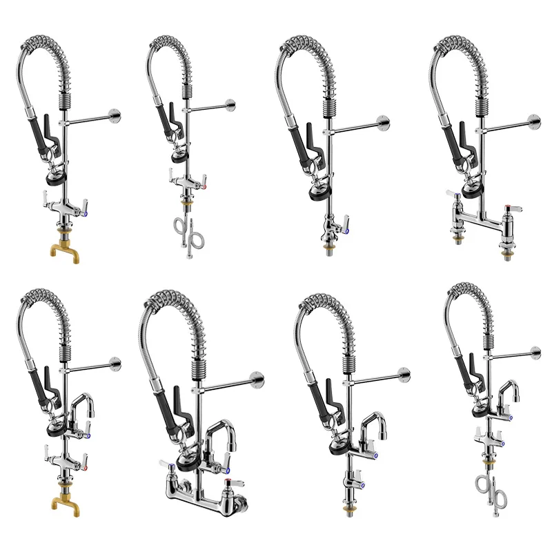 The high-pressure spray faucet in the coffee shop/tea house, featuring a combination of hot and cold water, with a swiveling des
