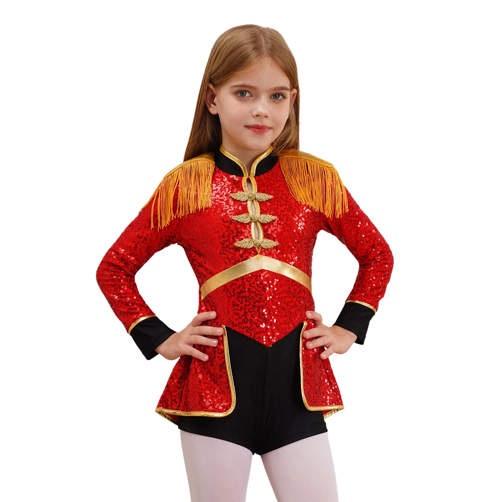 Kinder Jungen Mädchen Zirkus Ring master Kostüm Halloween Cosplay Phantasie verkleiden Pailletten Trommel Major ette Spielzeug Soldat Kostüme