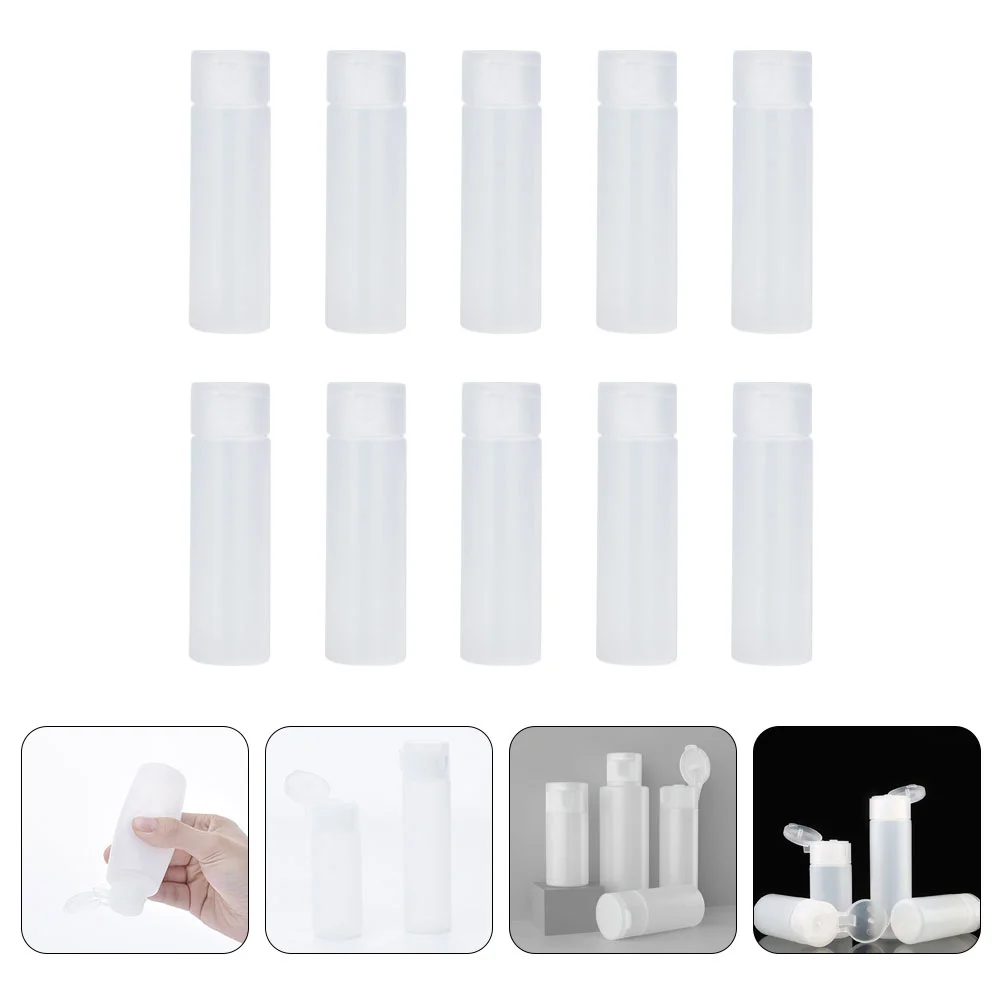 

10 Pcs Shampoo Travel Perfume Flip Top Squeeze Bottle Lotion Bottles Liquid Holders Leak-proof with Cover 61x21cm Empty White