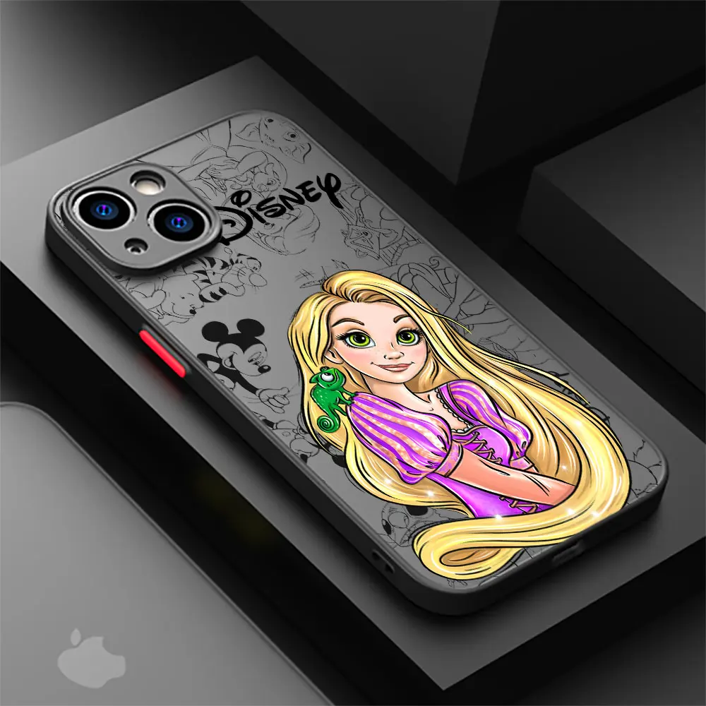 Case For Apple iPhone 11 13 15 14 Pro Max 12 Mini 7 8 Plus XR X XS XE 6 6S Skin Feel Scrub Phone Cover Princess Disney Shell