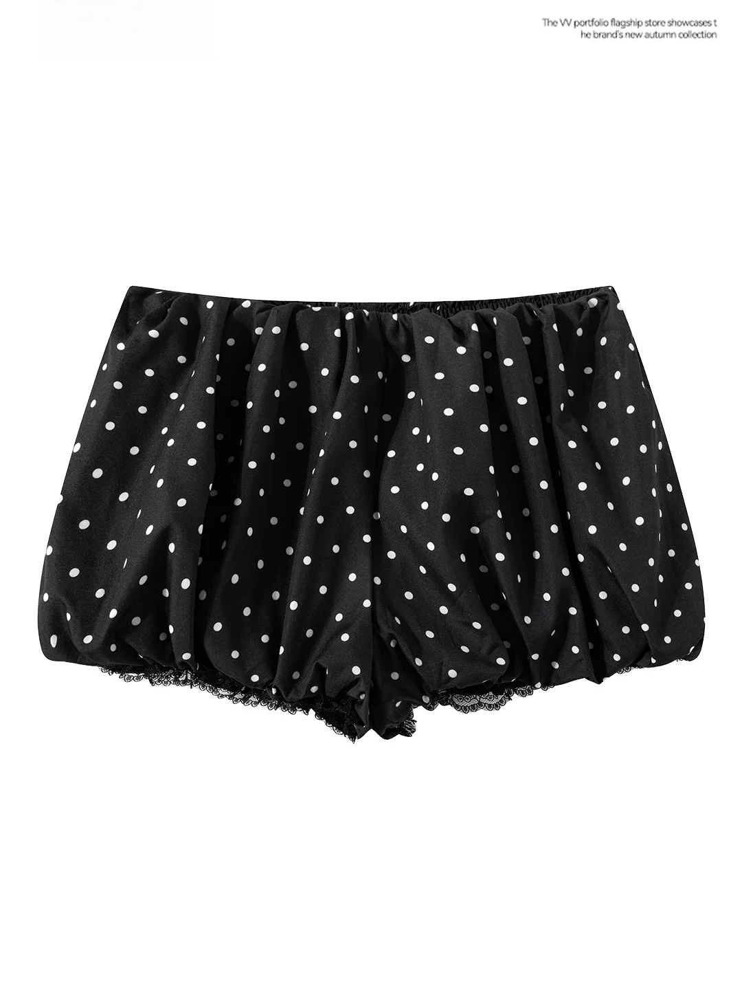 Fashionable Polka Dot Short Pants Women's Loose Bottom Lace Hem Slimming Wide Leg Flower Bud Lantern Pants Summer Base Layer