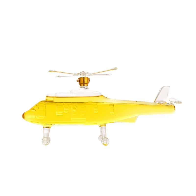 750ml novelty helicopter shaped design clear whiskey decanter lead-free barware wine bottle for Liquor Scotch Bourbon