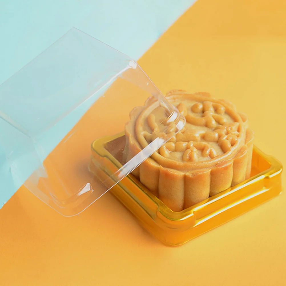 

150Pcs Moon Cake Holder Plastic Dessert Trays Lightweight Small Size Environmentally Friendly Safe for Home Bakeries