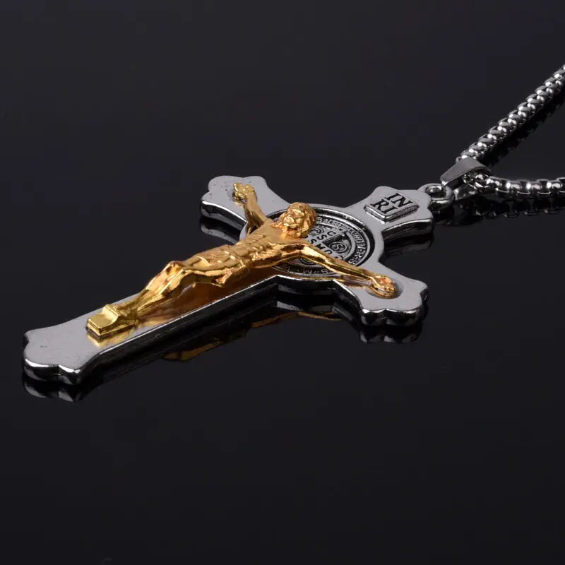 Men and Women Retro Creative Design Jesus Cross Amulet Pendant Religious Leisure Gift Catholic Christian Amulet Necklace