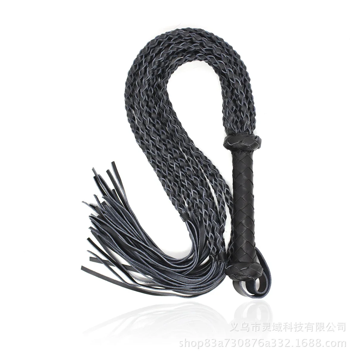 Preto & vermelho trançado lidar com caudas de couro flogger artesanal cavalo chicote corrida flogger novo