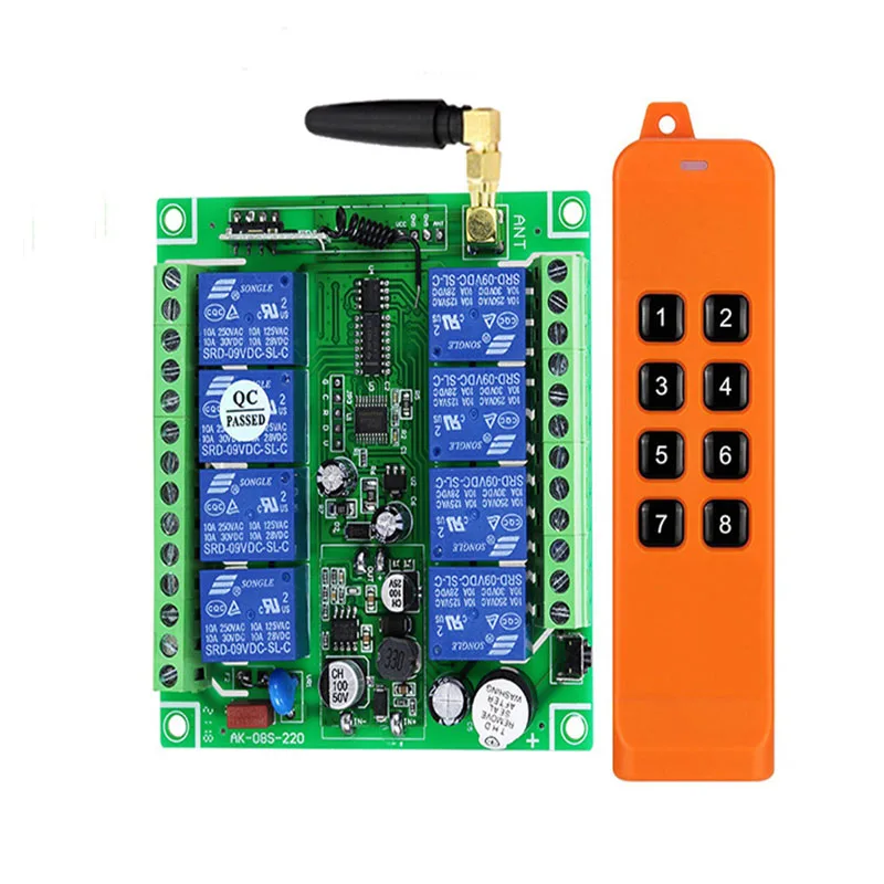 

Ndustrial Sector DC 12V 24V 36V 8CH 10A RF Wireless Remote Control Switch System With 300M-2000M Distance 868mhz Transmitter