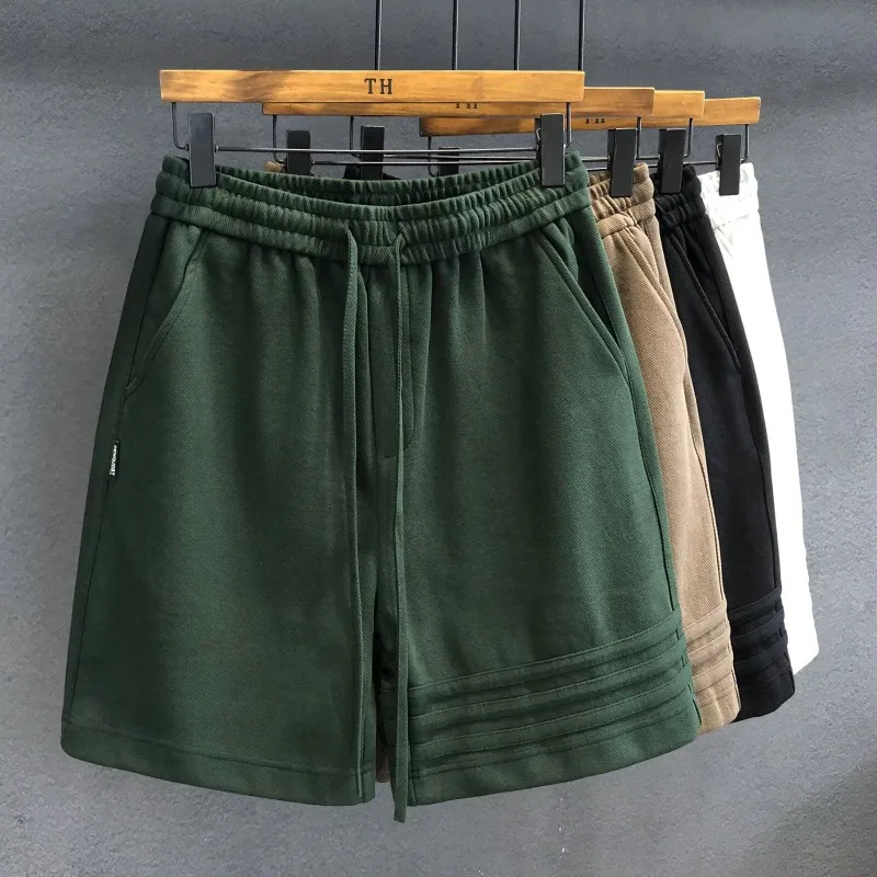 

Men's Summer New Solid Color Lace-up Sweatpants American Casual Loose Male Shorts Streetwear Casual Pants Men's Clothing