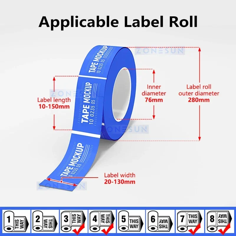 ZONESUN Automatic Flat Surface Labeling Machine Kraft Paper Bag Paging Labeler Label Applicator Card Leaflet  ZS-TB502P