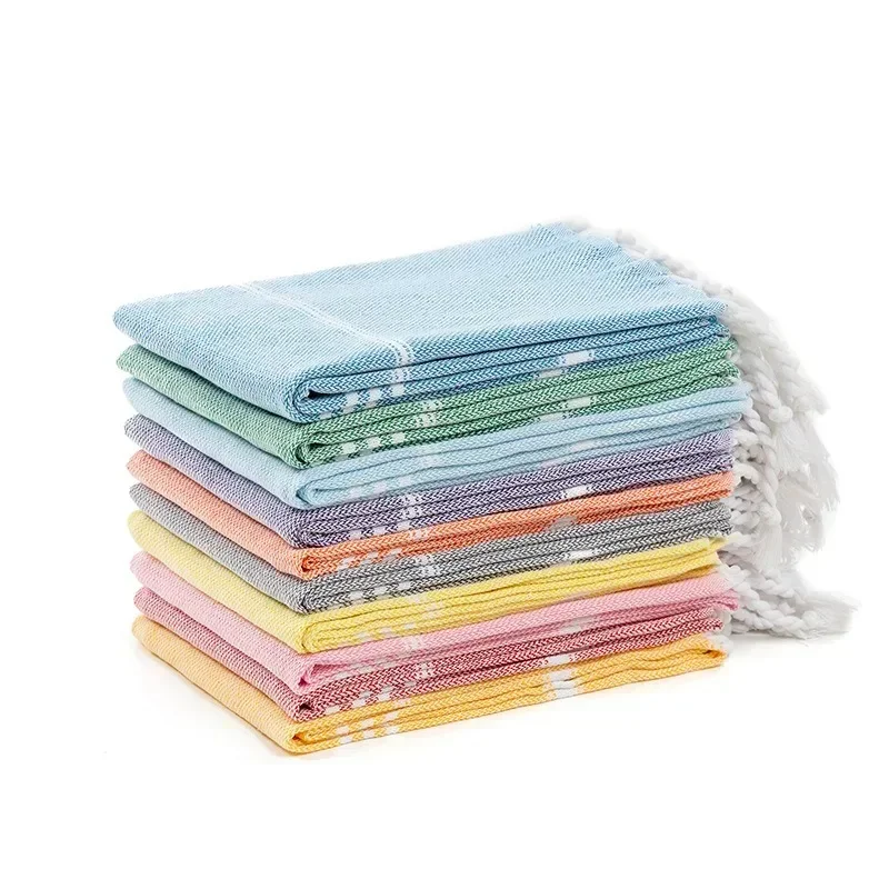 Turkish Cotton Kitchen Towel Nordic Tassel Tea Towel Rectangular Tablecloth Plain Striped Hand Towel Bathroom Accessories Sets
