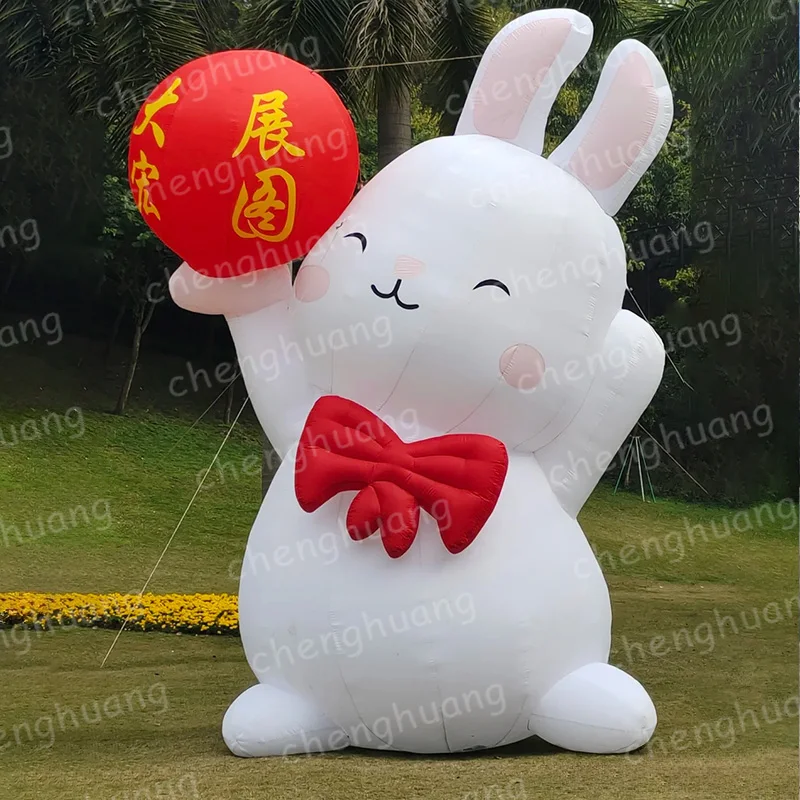 Inflatable rabbits, animal-based air models, rabbits holding balls, outdoor grassland decoration props
