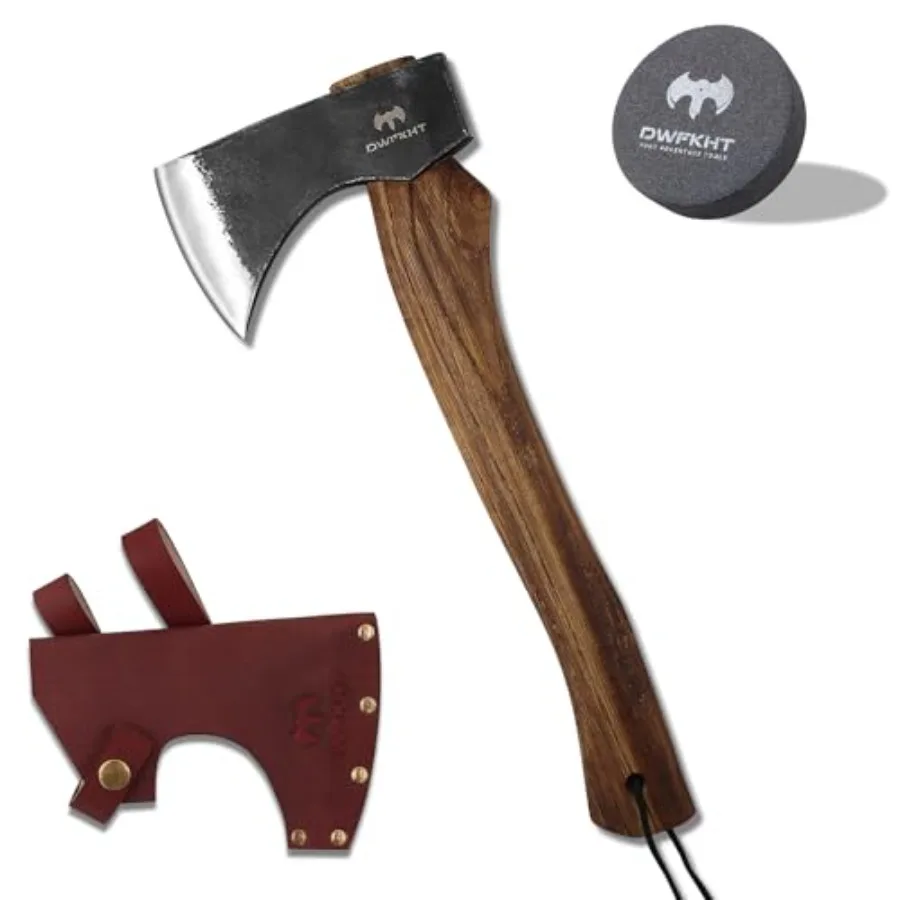 15.7" Hatchet, Camping Hatchet, Hand-Forged Axe with Sheath for Wood Chopping, Splitting, and Carving, Bushcraft Axe with Beech - view 2