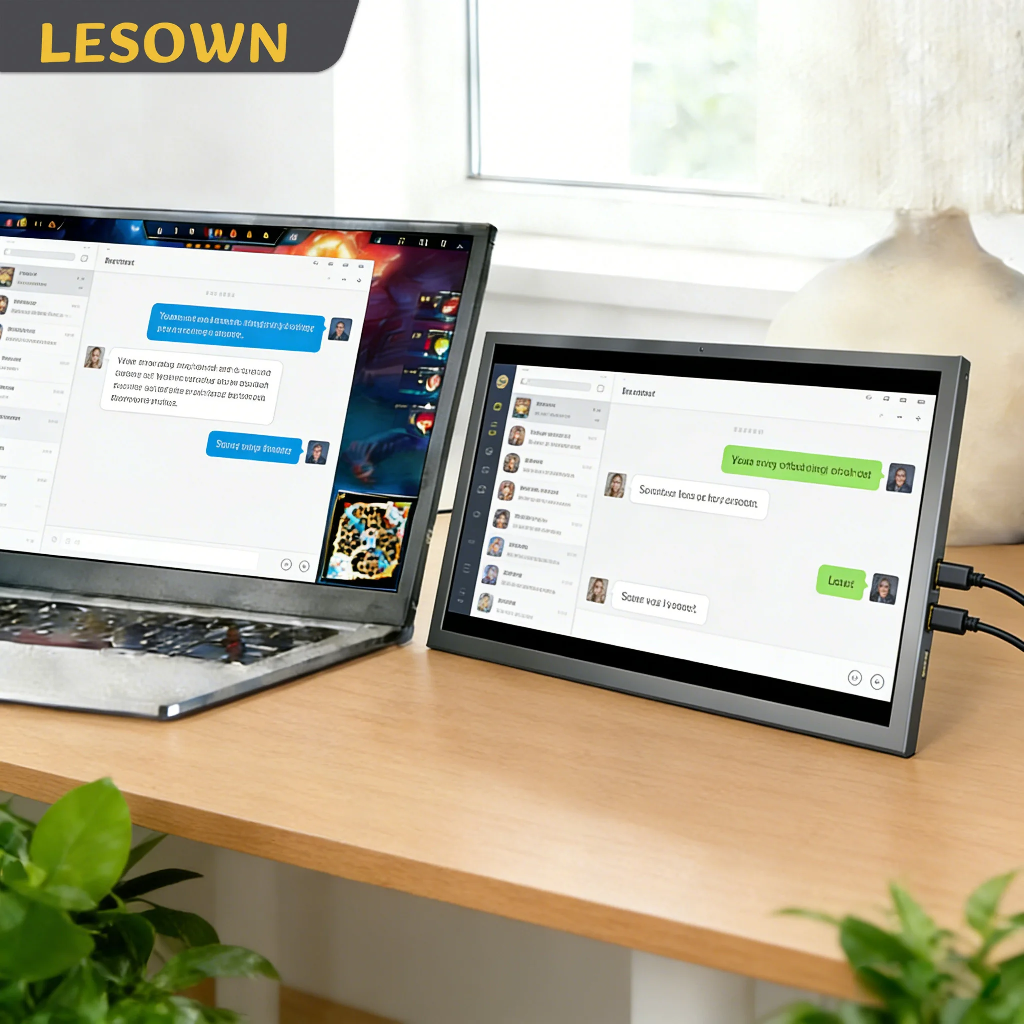 

Портативный монитор LESOWN 10,1 дюйма, 2560x1600, LCD, USB-C, HDMI, мини-монитор, второй экран, расширенный дисплей для чатов, Windows, ПК