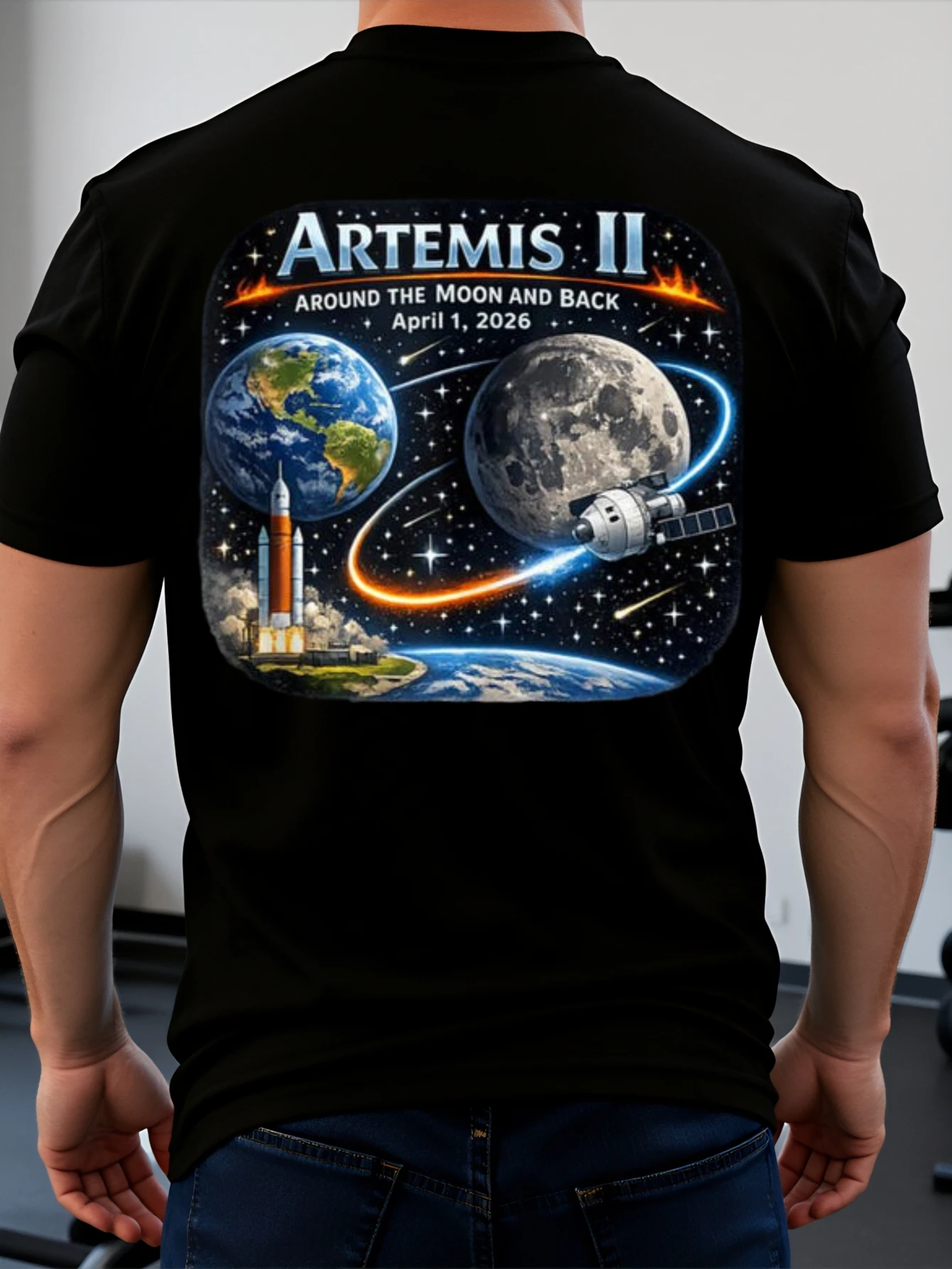 Artemis 2 II Rocket Launch Space Exploration Back to The Moon T-Shirt Back Print