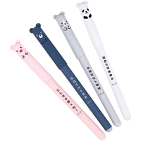 0.35mm Erasable Neutral Pen Cute Cartoon Cat Pig Bear Panda Animal Black Neutral Ballpoint Pen for Writing Notes 4pcs