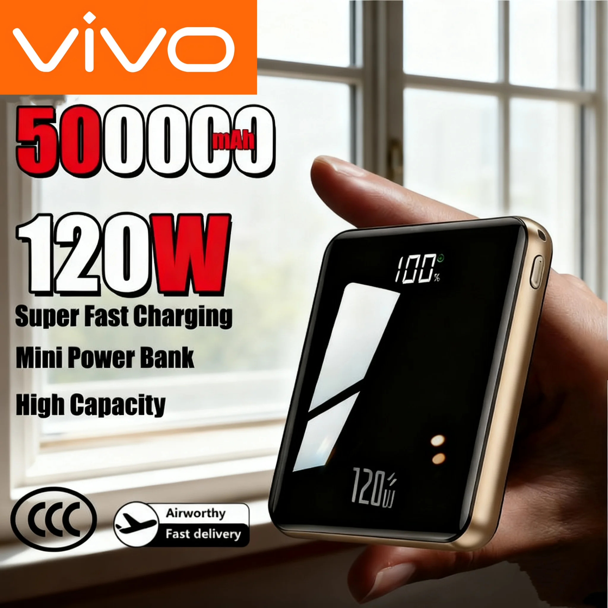 باور بانك VIVO بسعة 500000 مللي أمبير في الساعة مع 4 كابلات شحن سريع للغاية وبطارية خارجية محمولة لجميع الهواتف #1