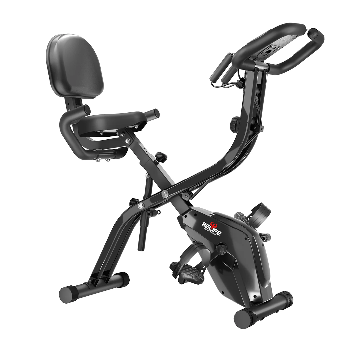 foldable recumbent stationary bicycle Toputure TEB4 Exercise Bike with Resistance Bands 432.84 x 23.03 x 44.29 inches Package Content Foldable Reclining Exercise Bike Magnetic