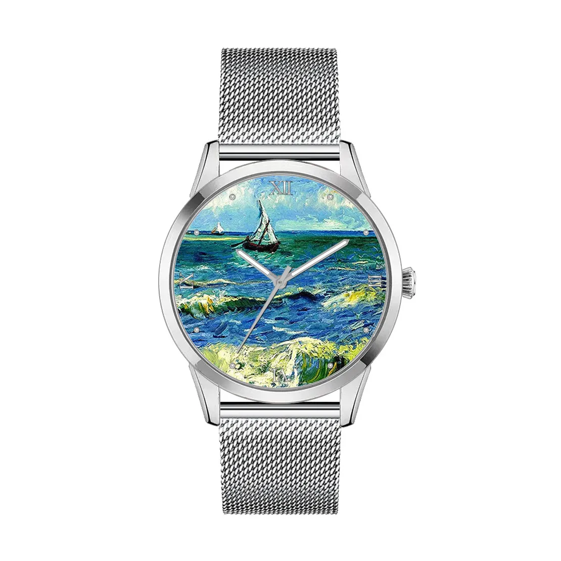 

Oil Painting Van Gogh Seascape Art Fashion Quartz Watch Unisex Student Holiday Gift Custom Engraving