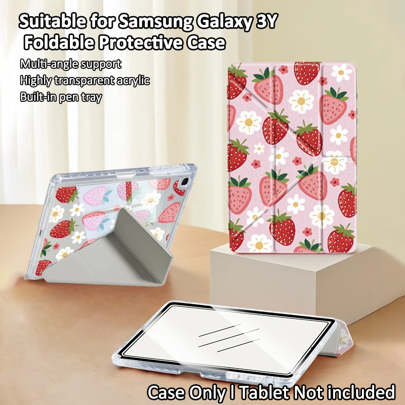 For Galaxy Tab A9+/S7/S8/S9/S10FE 11inch，A8 10.5，A9 8.7，S6 lite 10.4，12.4inch，Y-fold adjustable stand，Auto Wake/Sleep，Pen Slot