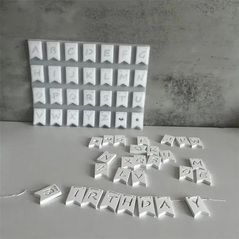 Hanging Flag Alphabet Fondant Silicone Mold Pastry Biscuits Chocolate Cookies Candy Clay Mould Baking Decorating Jewelry Tools