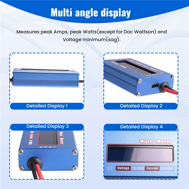Wattímetro digital medidor de potência dc 60v 100a tensão de equilíbrio bateria Checker-AB09