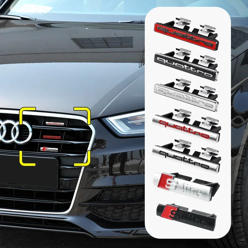 

Car Goods Emblem Grill Front Hood Badge Grille For Audi quattro Sline A4 B6 B8 S1 S2 S3 S4 S5 S6 A1 A3 A6 C5 A5 A8 Auto stickers