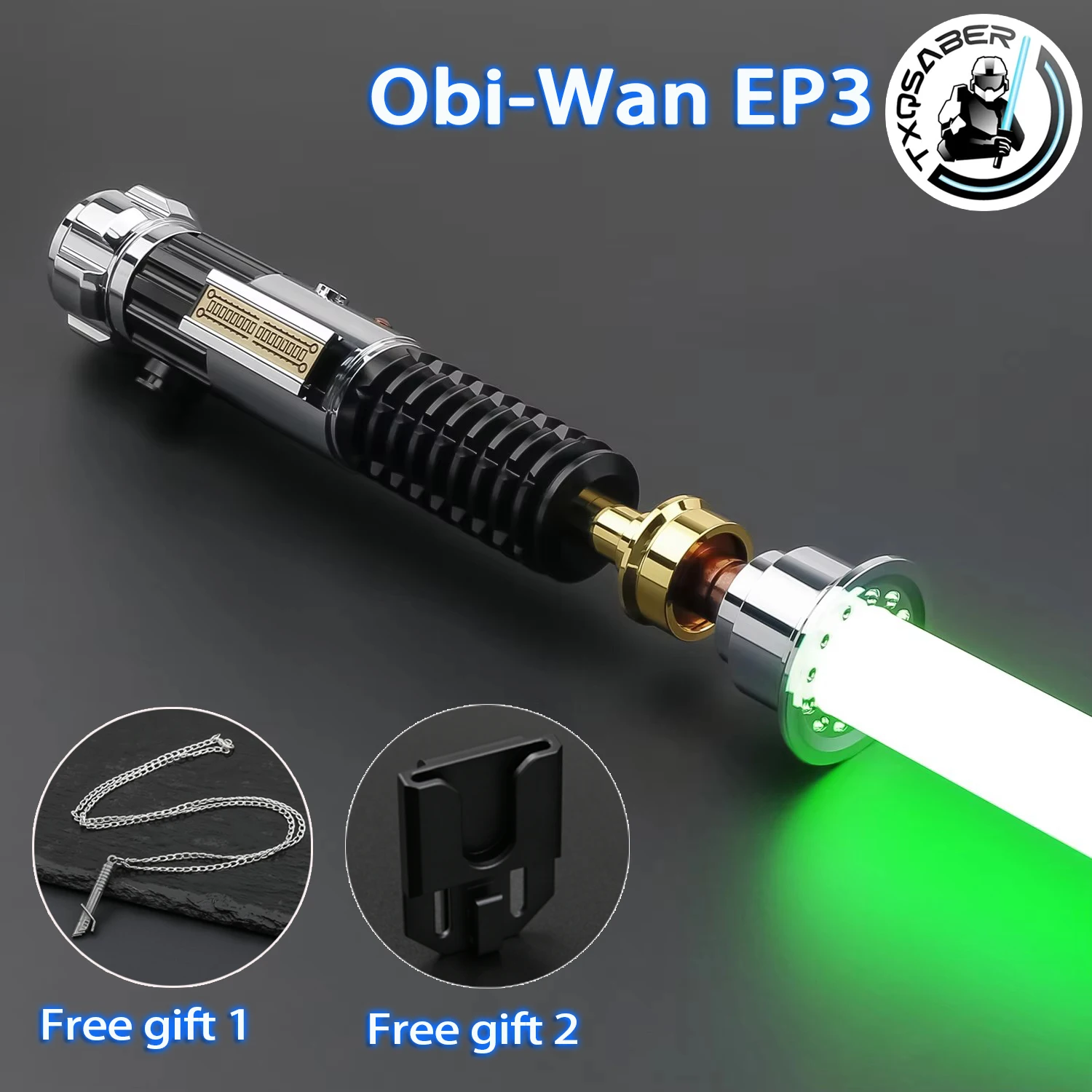 

TXQSABER Obi-Wan EP3 Lightsaber New Pixel SN Proffie Laser Sword with Led Blade SD Card Metal Handle Jedi Heavy Dueling Laser