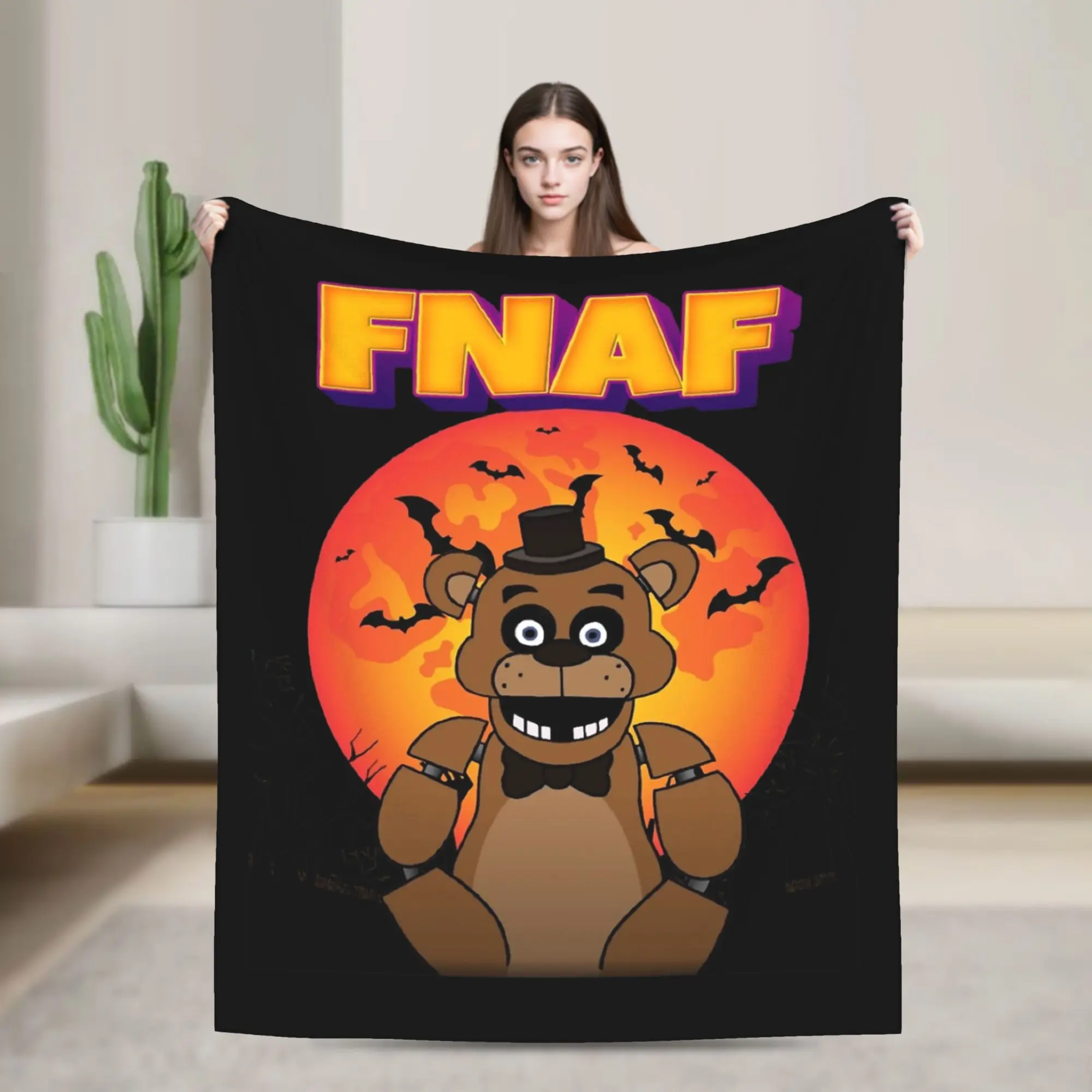 Halloween Five Nights Horror Game Blanket Fleece Printed  Breathable Soft Throw Blanket for Sofa Travel Quilt