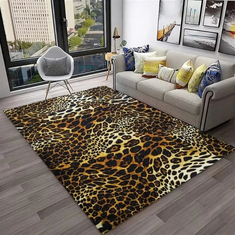 Tiger Stripe Leopard Print Carpet Nordic Household Living Room Washable Non Slip Rug Bedroom Bedside Carpet Large-area Floor Mat view 2