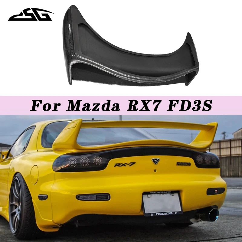 Para Mazda RX7 FD3S, difusor de alerón de tapa de maletero trasero de fibra de carbono, guía de labio de maletero de coche, Kit de carrocería divisor de ala trasera, piezas de automóvil