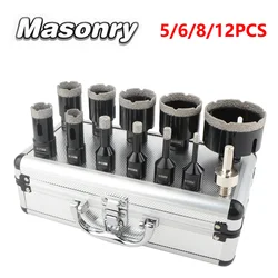 5/6/8/12Pcs Set M14 Thread Brazed Diamond Dry Drilling Bit Hole Saw For Ceramic Tile Porcelain Granite Marble Hole Opener Tools