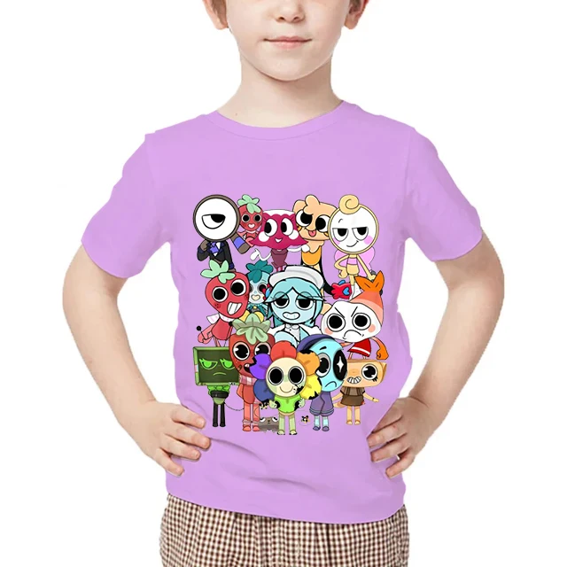 Game Dandys World Print T Shirt Boys Short Sleeve Tops Baby Girls Summer Breathable T-shirt Kids Dandy's World Cartoon Clothes