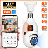 Tuya 4MP HD CCTV PTZ WiFi Dual Lens Screen E27 Bulb Camera Security Protection Video Surveillance Camera Ai Human Auto Tracking