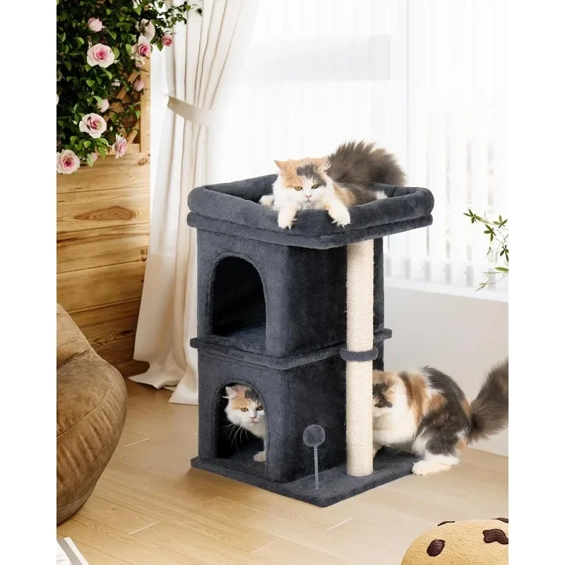 Cat Tree for Large Cat, 19 * 16.5In Large Cat Perch, Adult Cat Tower for Indoor Cats with 24In Long Scratching Post